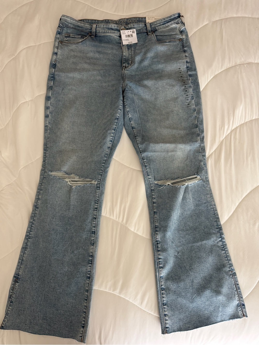 American Eagle Outfitters Light Blue Distressed Flare Jeans
